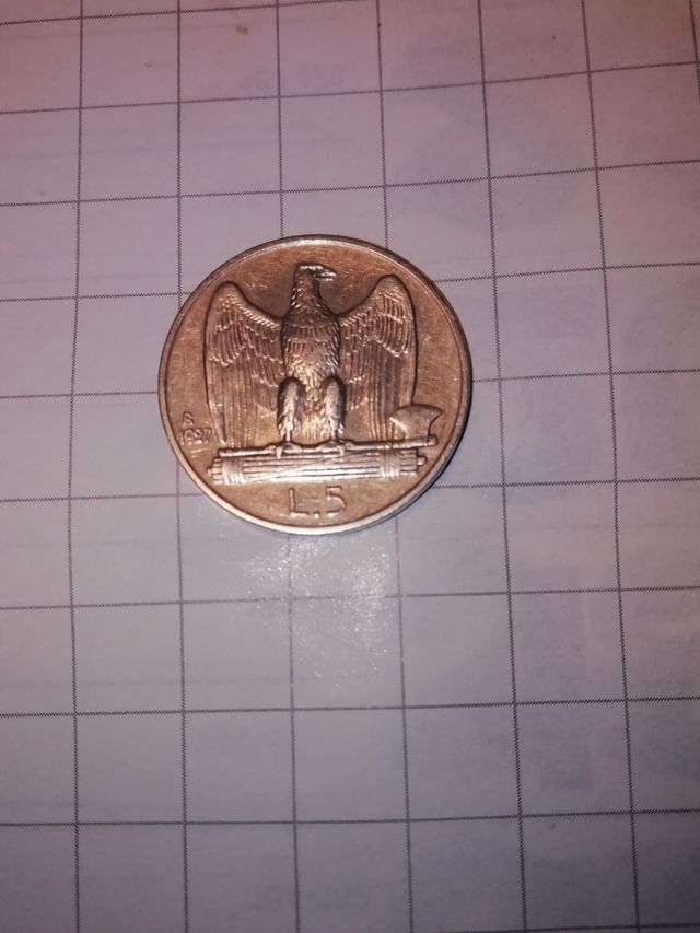 Monete rare Regno di Italia 5 lire 1927.