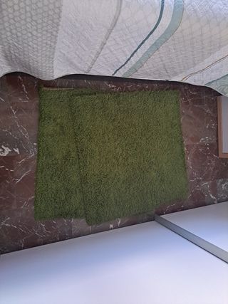 2 alfombras pelo largo verde oliva