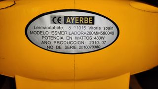 ESMERILADORA AYERBE 200 MM.480WT. + base a medida