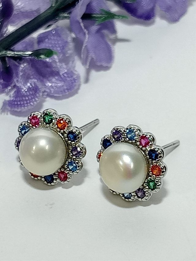 Pendientes Perla Cultivada De Plata De Ley 925