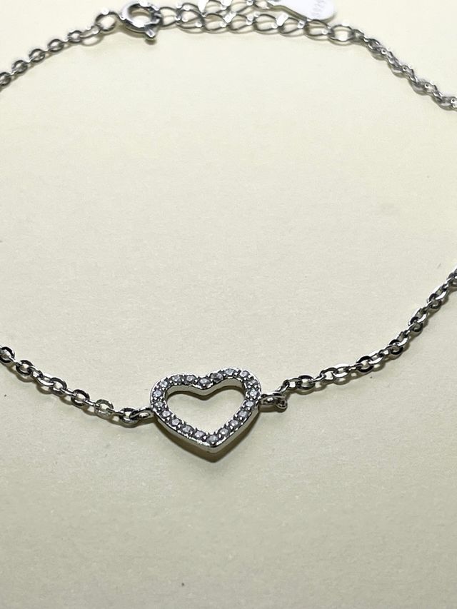 Pulsera Corazón De Plata De Ley 925