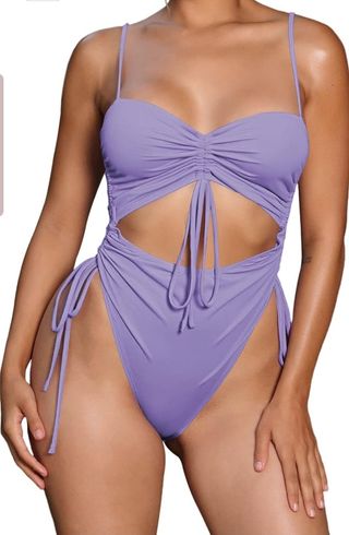 Bañador cut out lila, L/XL