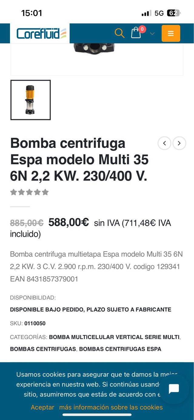 Bomba centrifuga nueva a estenar