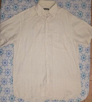 Camisa vintage en 100% lino hombre manga corta