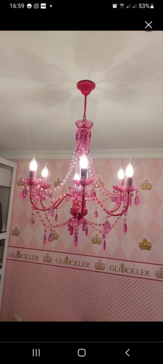 Lámpara techo lagrimas rosa