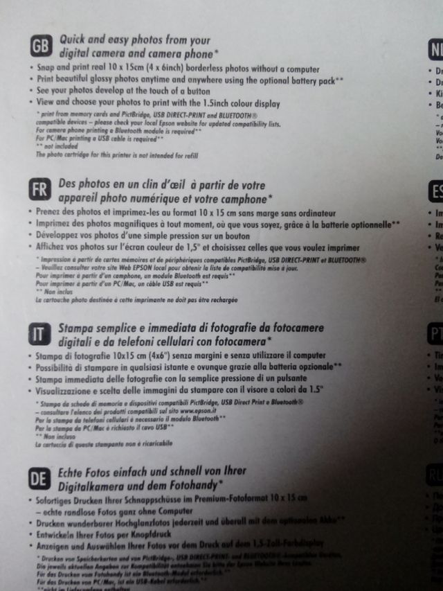 stampante fotografica Epson Picture Mate 100