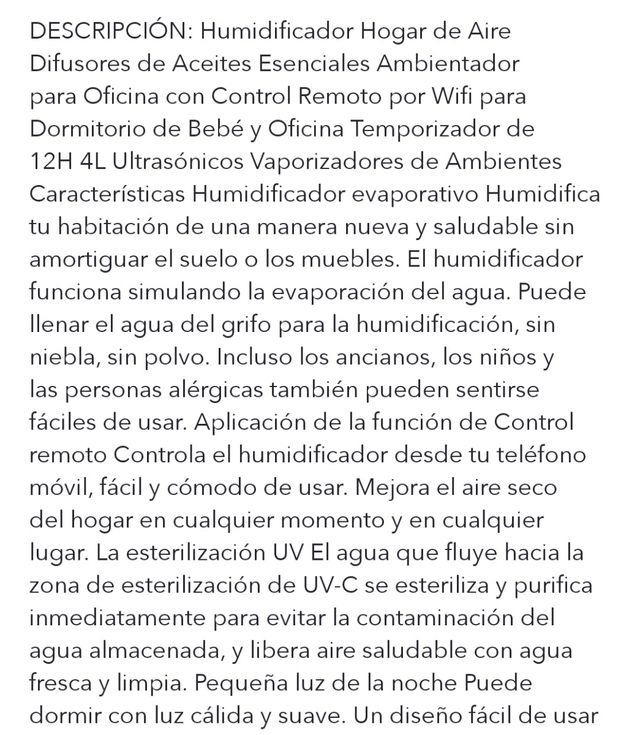 Purificador / Humidificador 4l. Unidades