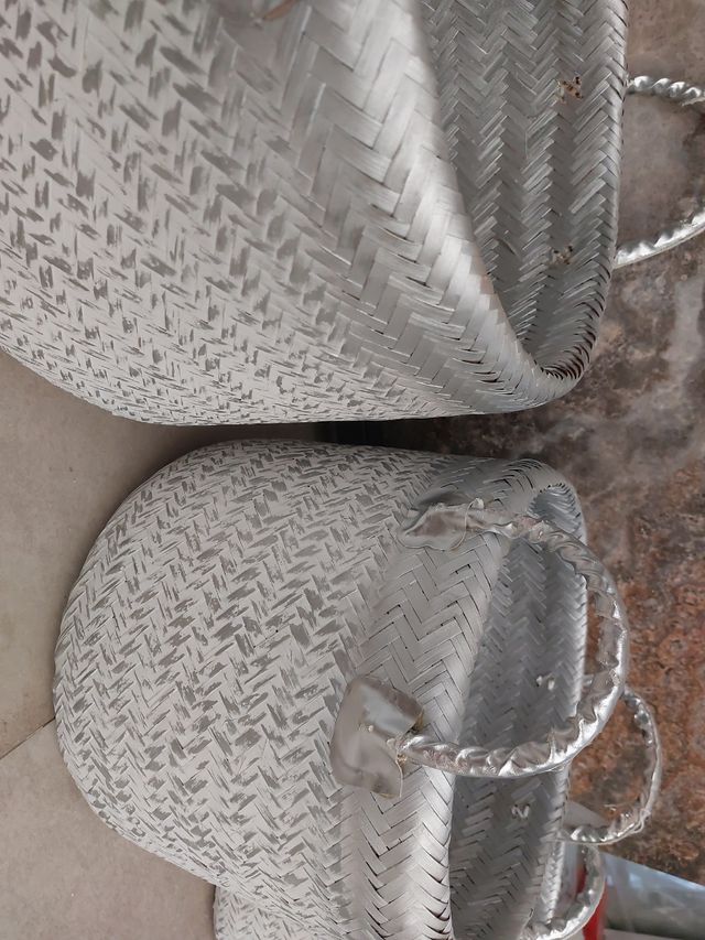 Set 3 cestos plateados