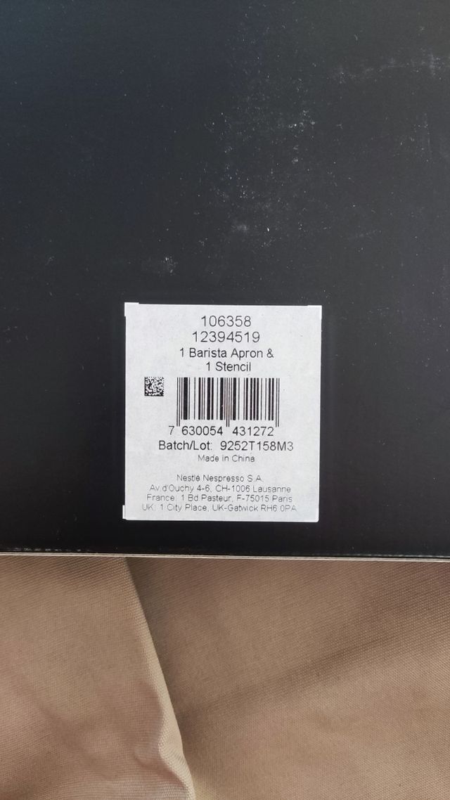Delantal y plantilla Nespresso