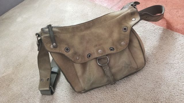 Bolso hombro piel okapi color kaki