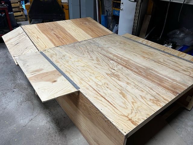 Cajon madera para cama transit custom camper