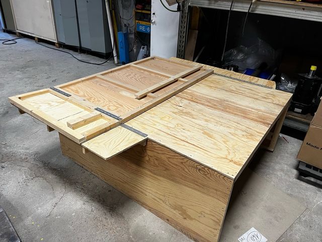 Cajon madera para cama transit custom camper