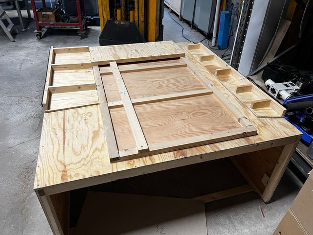 Cajon madera para cama transit custom camper