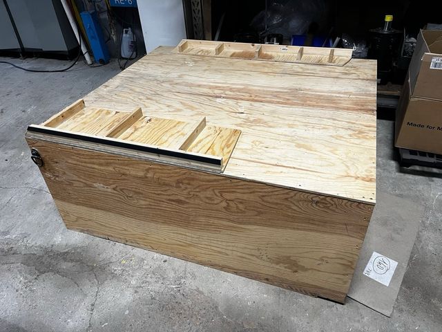 Cajon madera para cama transit custom camper