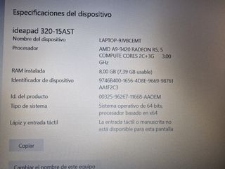 Portátil LENOVO Ideapad 320-15AST
