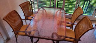 Conjunto de mesa y 6 sillas para jardín o terraza,