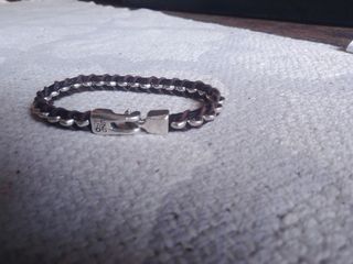 Pulsera de caballero en cuero y baño de