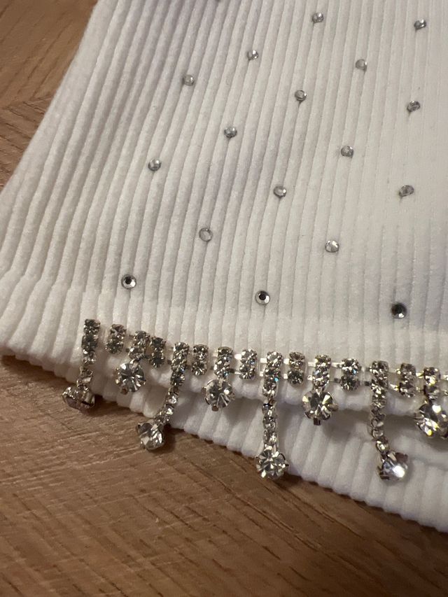 Crop top blanco brillos