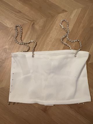 Crop top blanco brillos