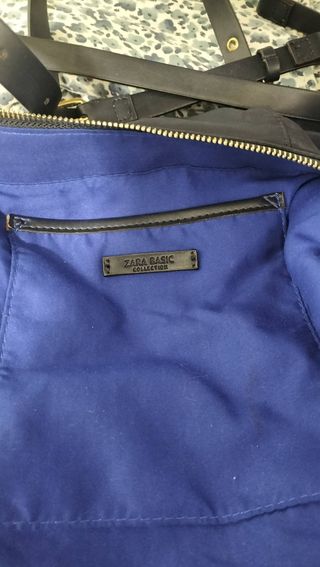 BOLSO ZARA AZUL PETROLEO IMPERMEABLE