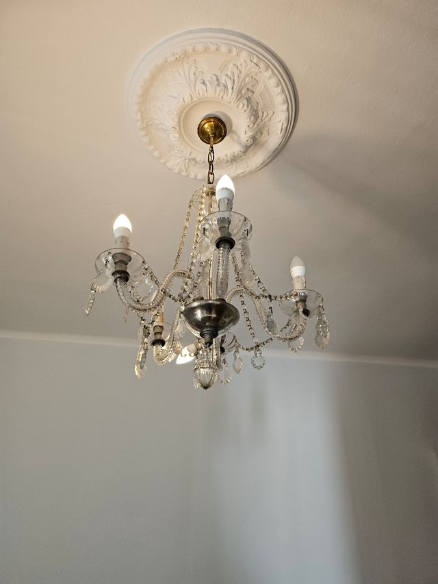 Lámpara antigua cristales