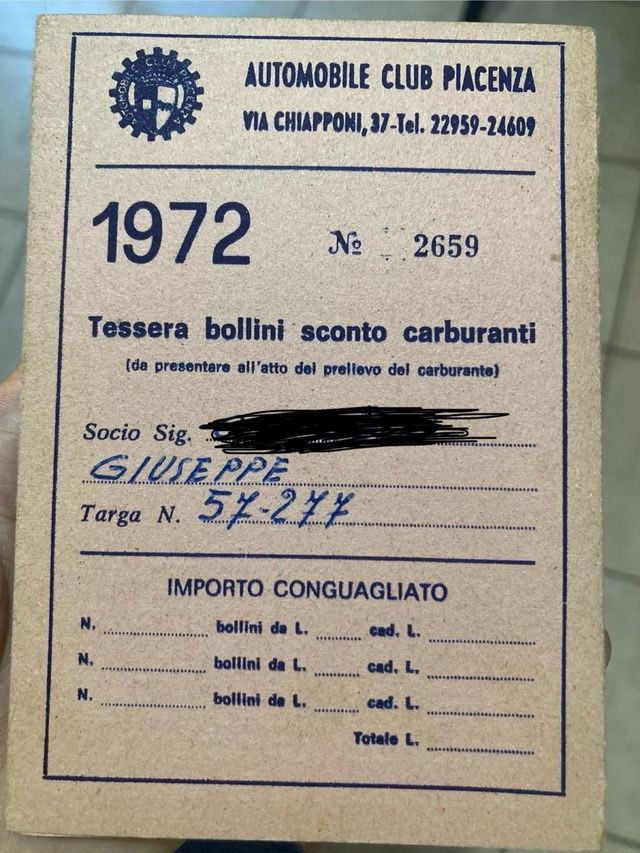Lotto auto epoca bolli/carte ACI/tessere vintage