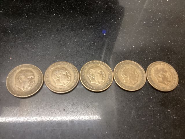 5 monedas de 2,50 pesetas 1953