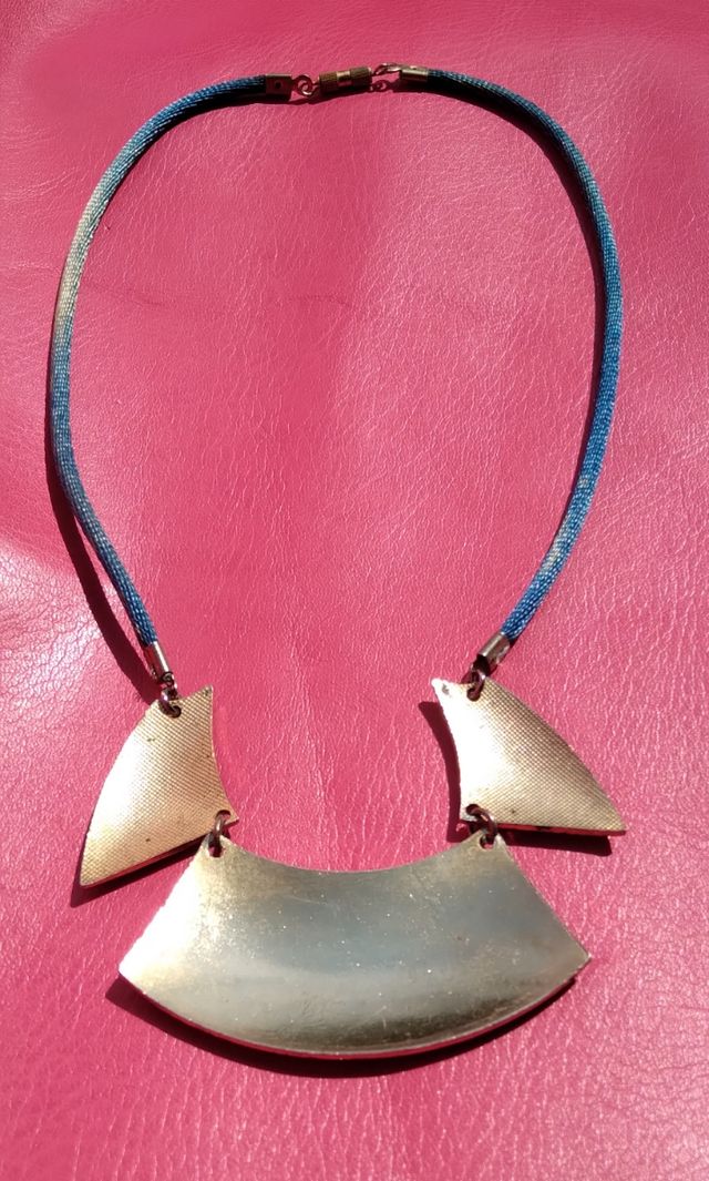 Collana cloisonne' smaltata blu floreale vintage