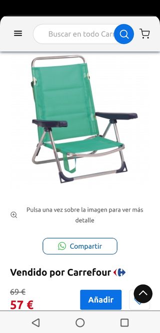 Silla playa aluminio acolchada