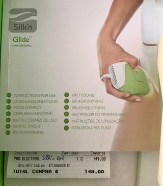 Depiladora permanente HPL Silk'n Glide nueva.