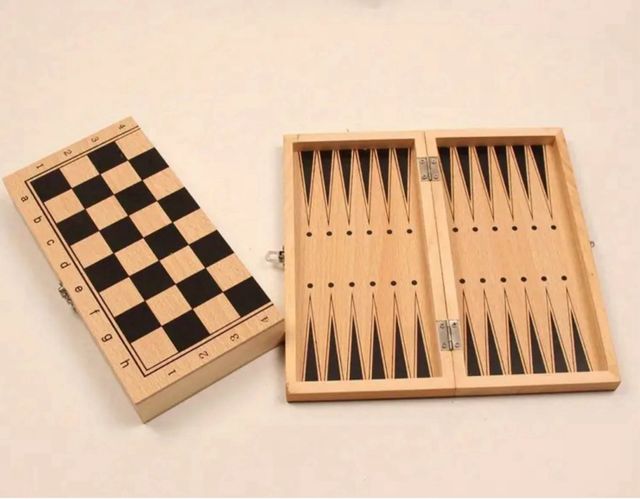 Set de ajedrez de madera 3 en 1