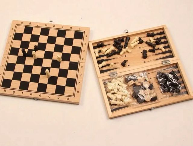 Set de ajedrez de madera 3 en 1