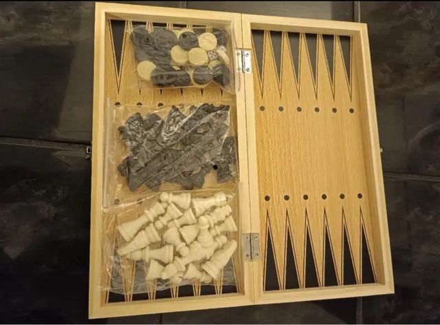 Set de ajedrez de madera 3 en 1