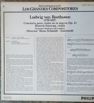 Vinilo Beethoven. Concierto violin Re M