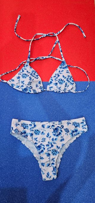 Bikini Mujer de 3 Piezas con Pareo Liso Estampado