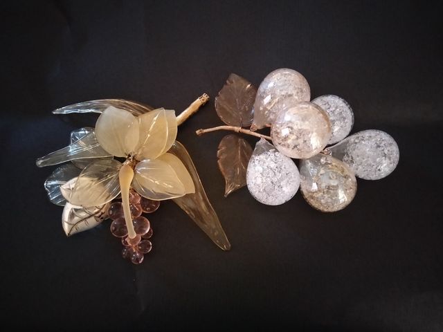 2 applicazioni di fiori in vetro di murano.vintage