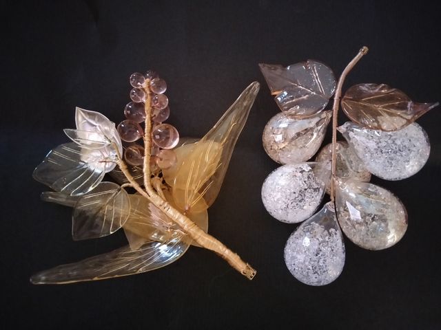 2 applicazioni di fiori in vetro di murano.vintage