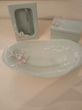  Joyero y Bandeja Cerámica Porcelana.
