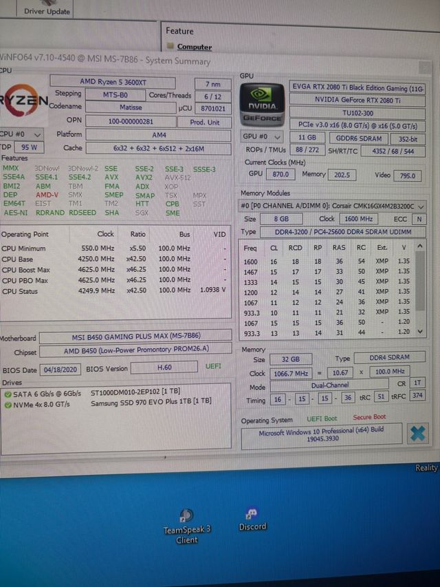 Pc Gaming 2080ti ryzen 5 3600XT, Samsung NVMe 970 