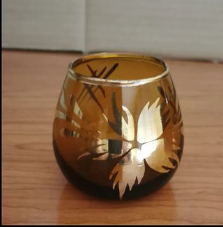 5 vasos cristal soplado con hilo dorado