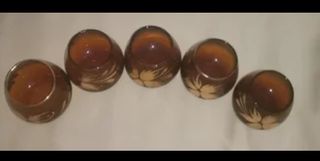 5 vasos cristal soplado con hilo dorado