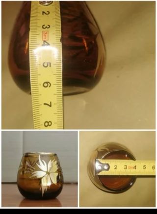 5 vasos cristal soplado con hilo dorado
