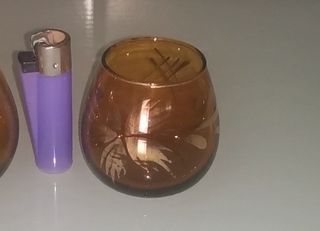 5 vasos cristal soplado con hilo dorado