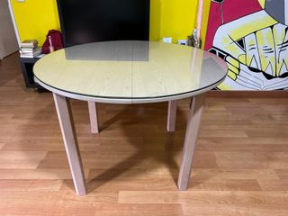 Mueble modular salón con mesa redonda extensible