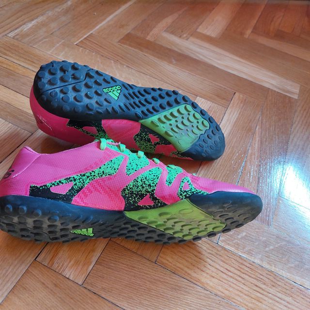Botas fútbol Adidas X 15.4 multitaco rosa-verde-ne