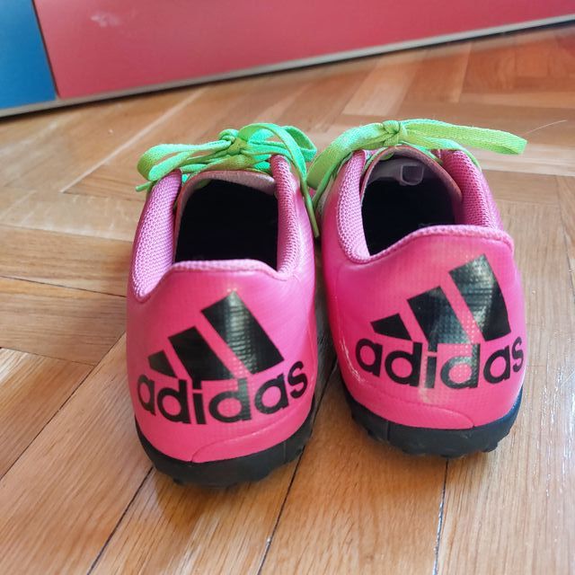 Botas fútbol Adidas X 15.4 multitaco rosa-verde-ne