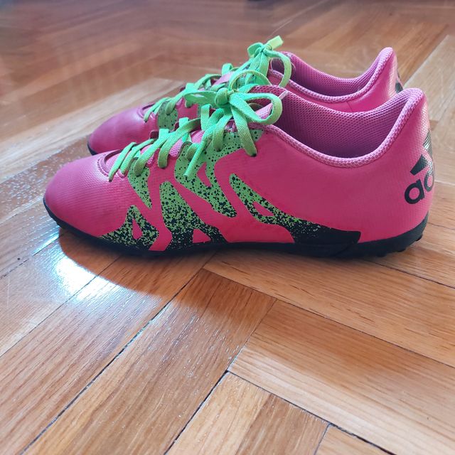 Botas fútbol Adidas X 15.4 multitaco rosa-verde-ne