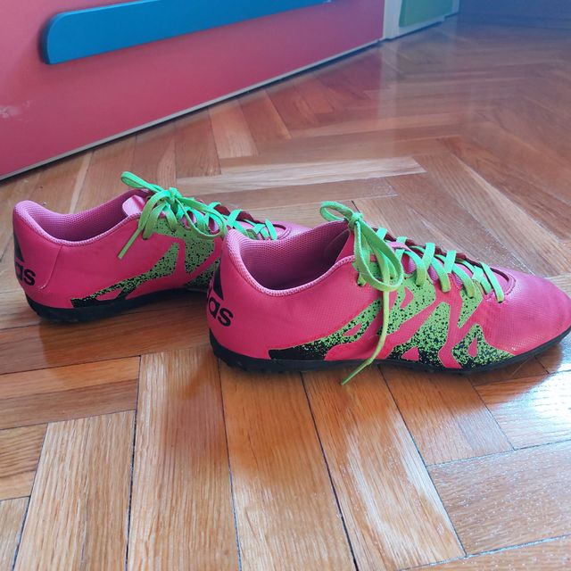 Botas fútbol Adidas X 15.4 multitaco rosa-verde-ne