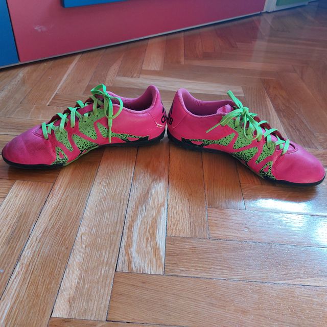 Botas fútbol Adidas X 15.4 multitaco rosa-verde-ne