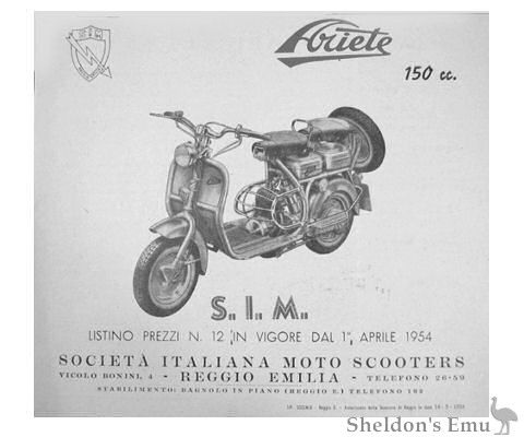 Libretto uso d’epoca motoscooter ARIETE 150 1954
